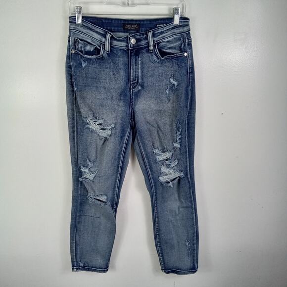 Judy Blue Denim - Judy Blue Boyfriend Fit Jeans Women's 7/28 Blue Distressed Destroyed High Rise